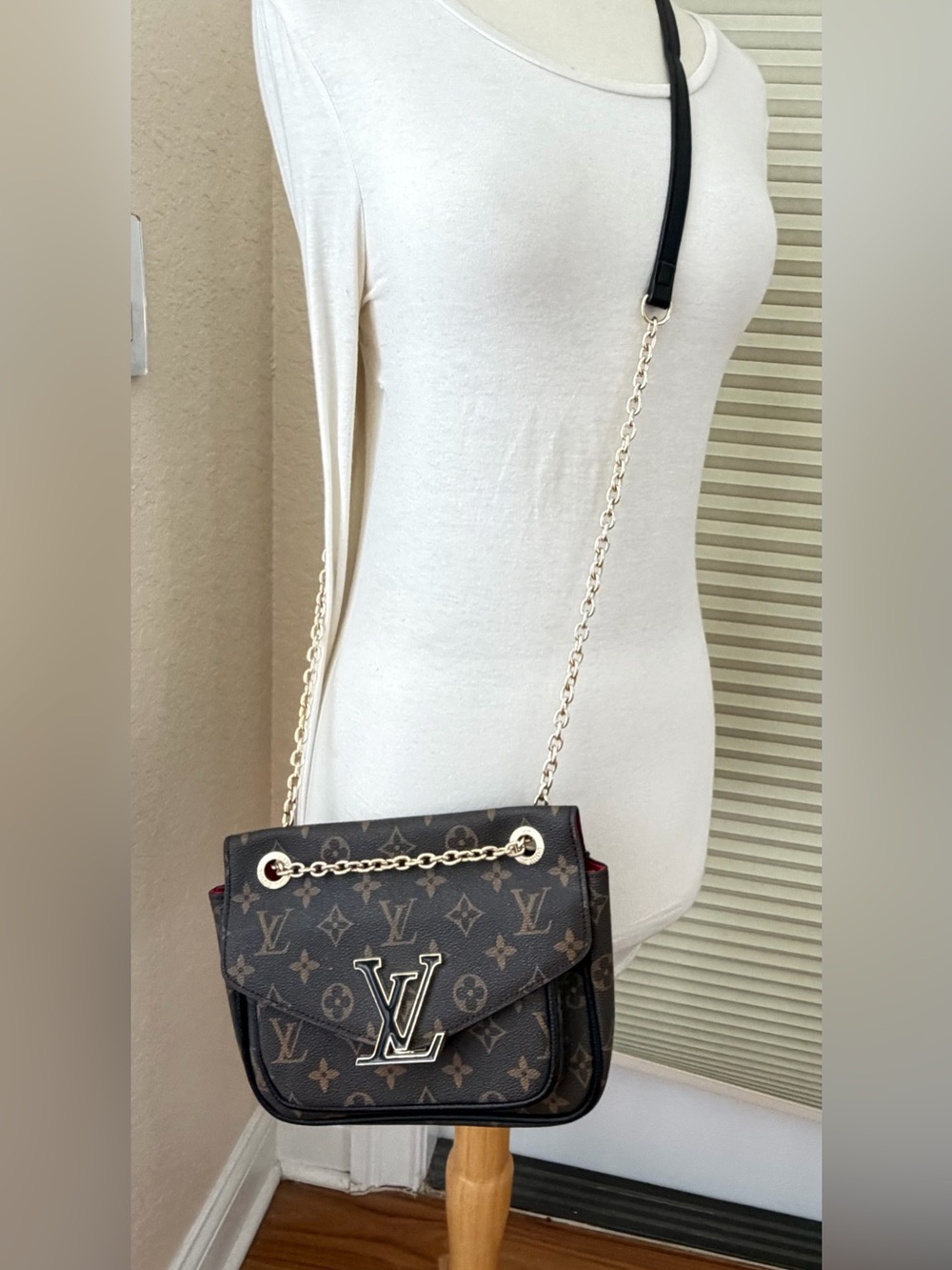 Brown Monogram Crossbody with Gold Chain
